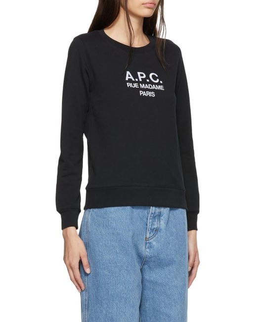 A.P.C. Black Logo Embroidered Crewneck Sweatshirt