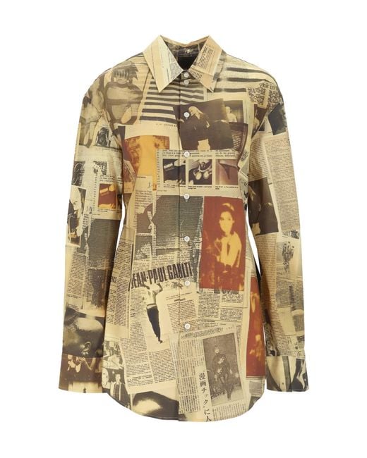 Jean Paul Gaultier Metallic Newspaper Print Shirt