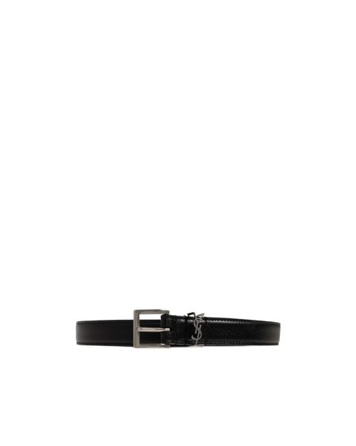 Saint Laurent White Logo Plaque Buckled Belt for men