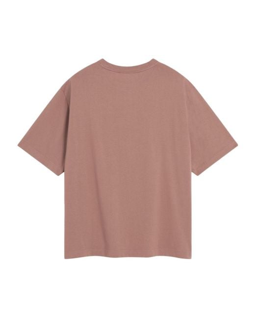 Maison Kitsuné Pink Maison Kitsuné Bold Fox Head Patch Crewneck T-Shirt for men