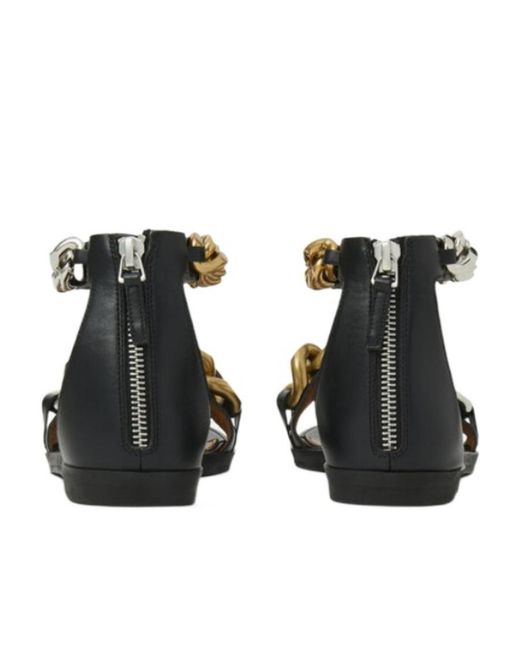 Stella McCartney Black Chain Link Falabella Flat Sandals