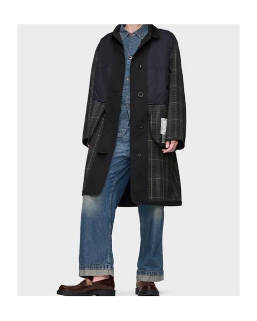 Maison Margiela Blue Straight Hem Buttoned Coat for men