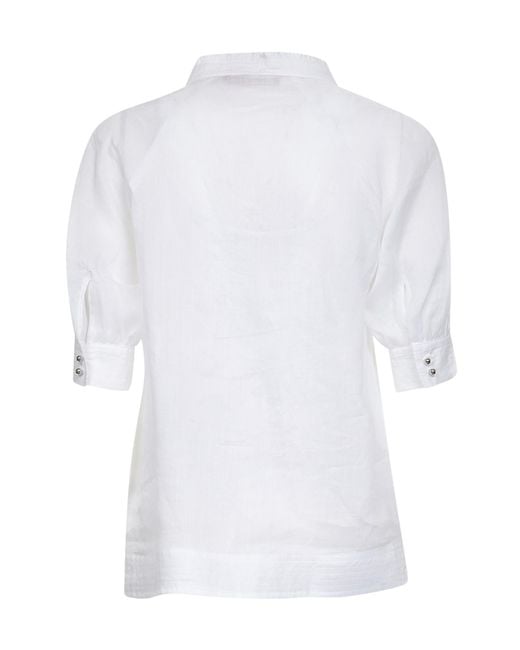Max Mara White Studio Orvieto V-Neck Short-Sleeved Top