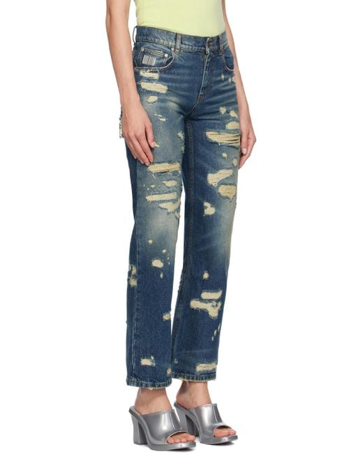 Marc Jacobs Blue The Rip And Repair Straight-Leg Jeans