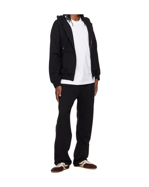 Wooyoungmi Black Pleated Drawstring-Waist Track Pants for men