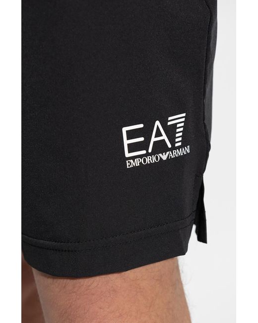 EA7 Black Logo-Printed Two-Piece Tracksuit for men