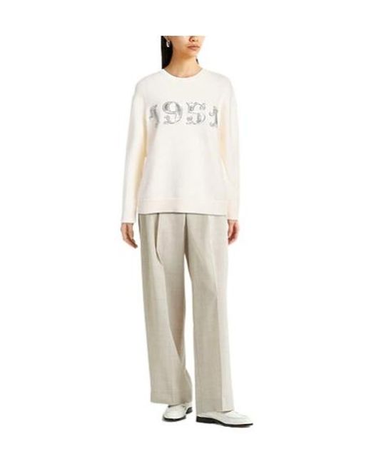 Max Mara White Solid Knit Sweater