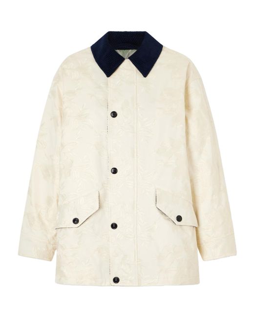 LaDoubleJ White Floral Jacquard Casual Jacket