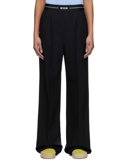 MSGM Black Logo-Waist Trousers