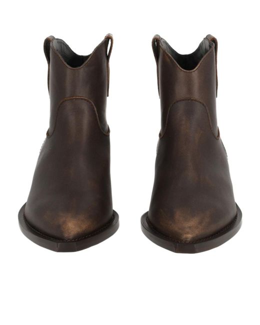 Via Roma 15 Brown Pointed-Toe Ankle Boots