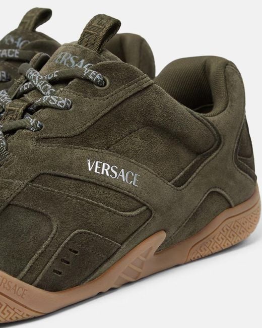 Versace Green Round-Toe Lace-Up Sneakers for men