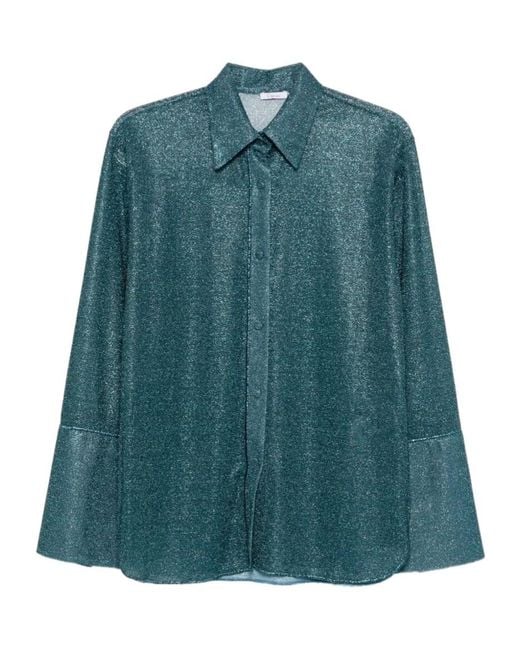 Oseree Green Oséree Lumiere Giltter Button-Up Shirt
