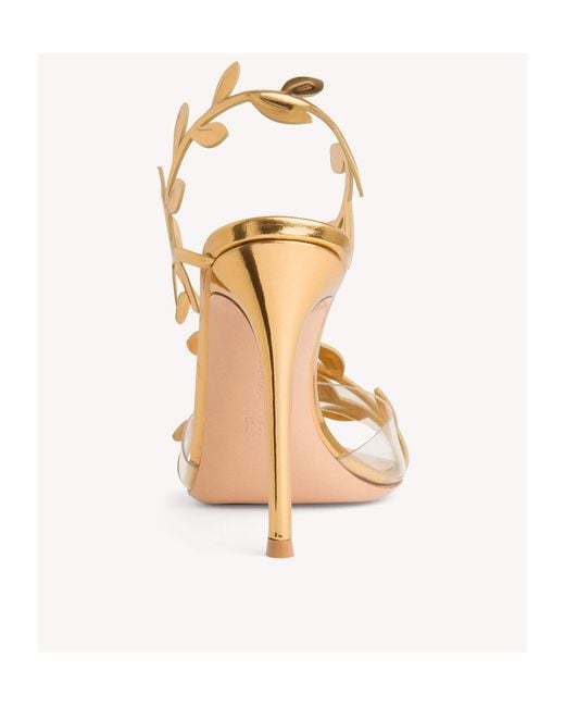 Gianvito Rossi Metallic Flavia Leaf Motif Pointed-Toe Sandals
