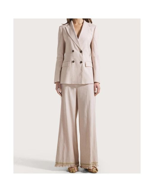 Seventy White Fringed-Detail Linen Trousers
