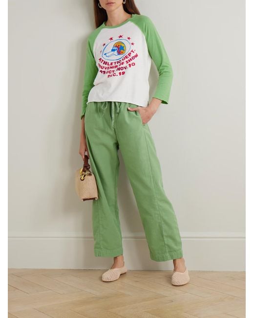 Mother Green Drawn Half-Pipe Drawstring Casual Pants