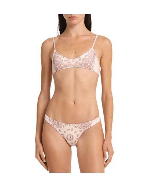 The Attico Pink Bandana Print Bralette Bikini