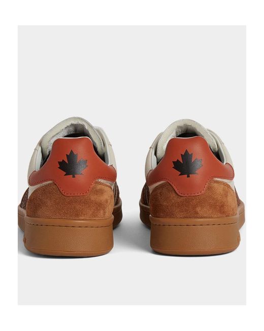 DSquared² Brown Round Toe Low-Top Sneakers for men