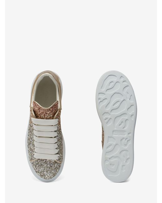 McQueen Gray Oversized Glitter Chunky Lace-Up Sneakers