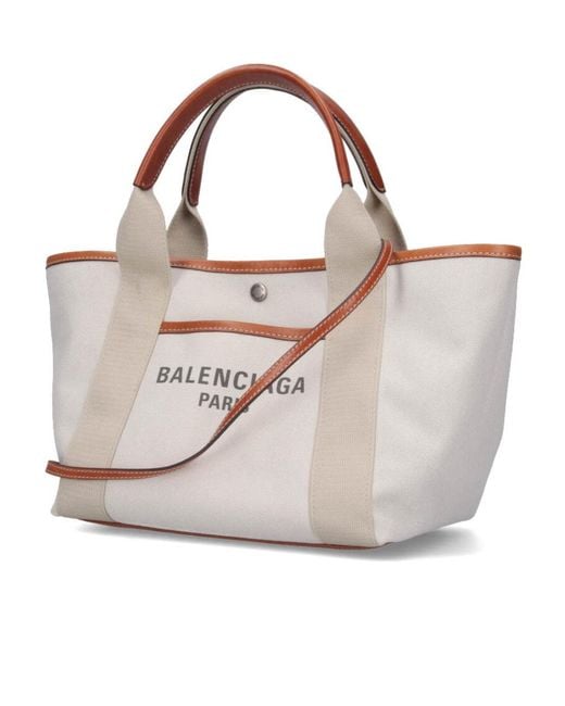 Balenciaga White Logo Detailed Tote Bag