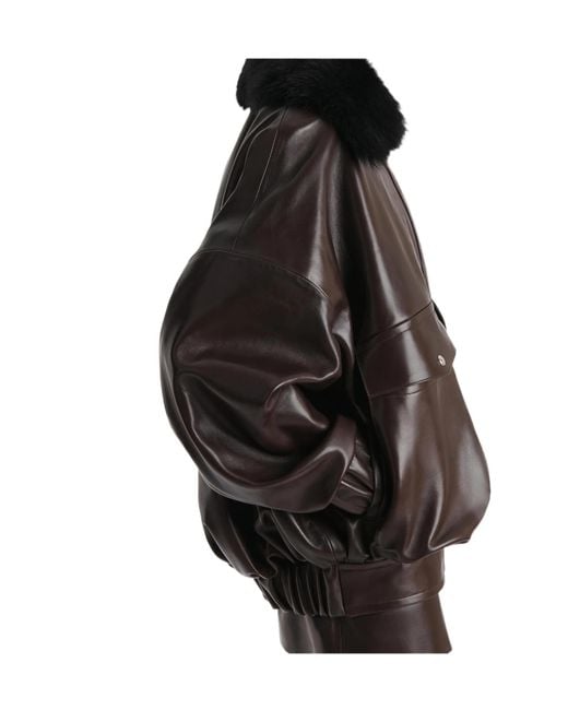 Khaite Black Daemon Oversized Leather Jacket With Shearling Collar