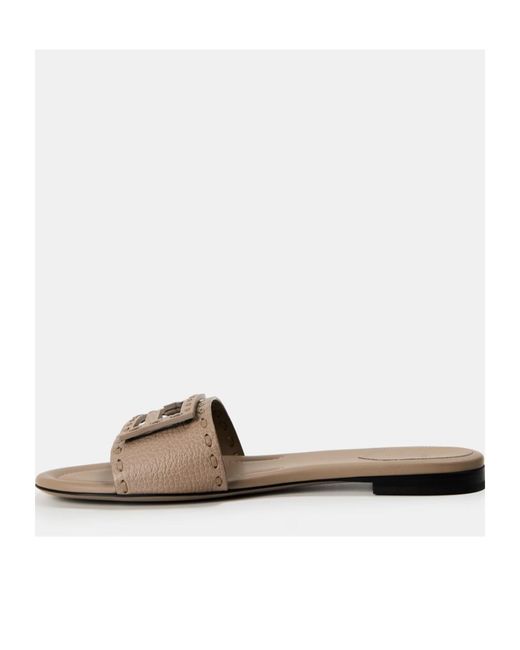 Fendi White Logo Flat Sandals