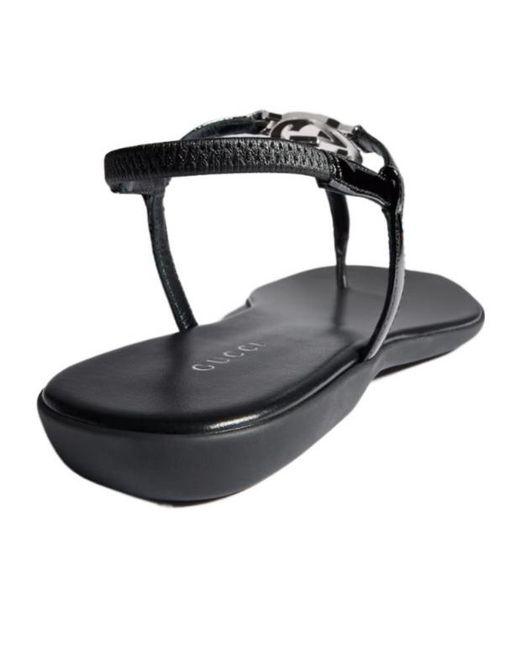 Gucci Brown Interlocking G Thong Sandals