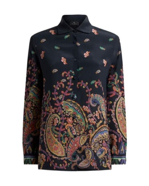 Etro Black Floral Paisley Printed Shirt