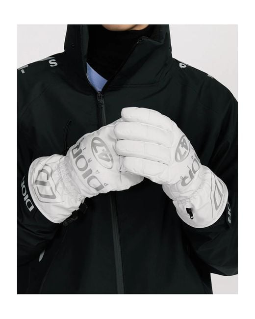 Dior White And Descente Ski Gloves for men