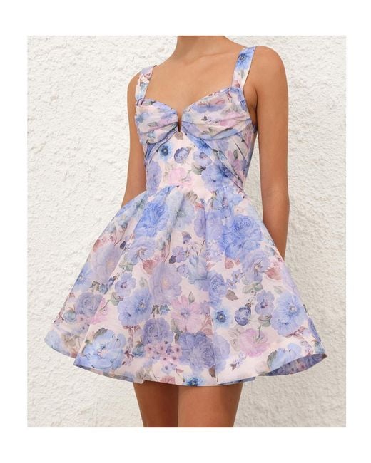 Zimmermann Blue Rebellion Drape Mini Dress