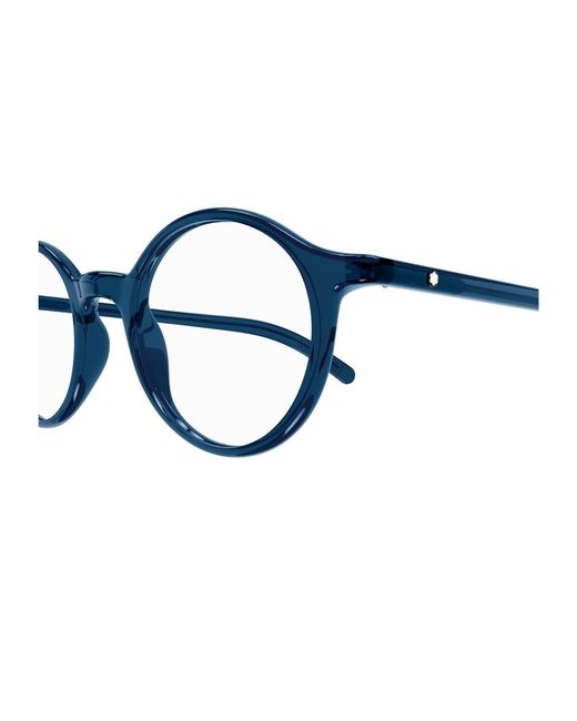 Montblanc Blue Eyewear Round Frame Glasses for men