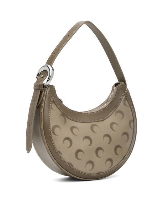 MARINE SERRE Gray Faded Leather Moon Eclips Mini Bag