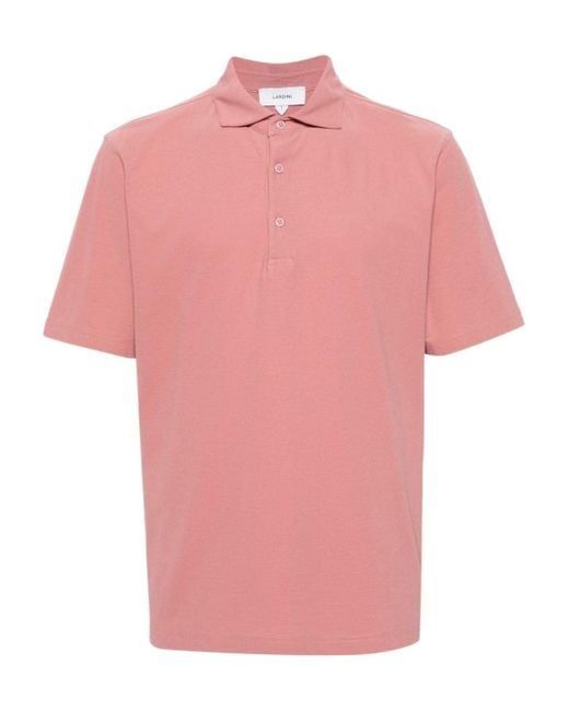 Lardini Pink Short-Sleeve Cotton Polo Shirt for men