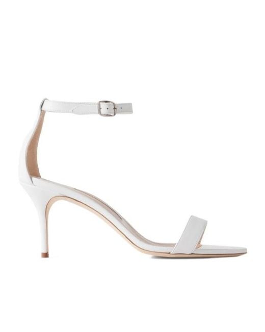 Manolo Blahnik White Stiletto Sandals With Single Straplahnik