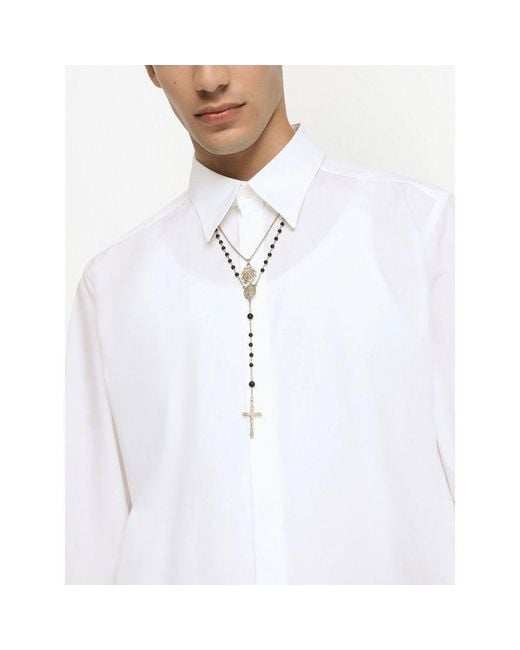 Dolce & Gabbana White Devotion Embellishment Pendant Necklace for men