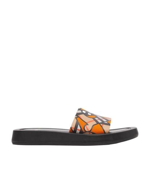 Burberry Multicolor Monogram-Print Canvas Slides