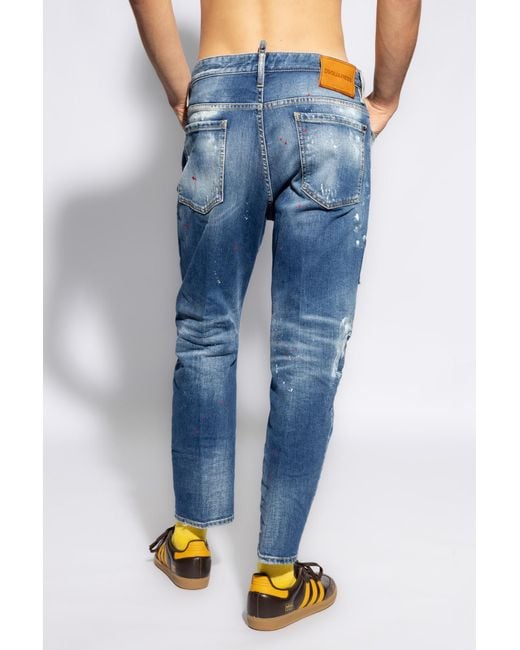 DSquared² Blue Medium Worn Out Booty Wash Bro Jeans for men