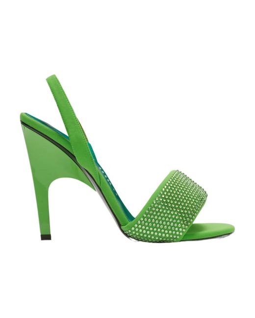 The Attico Green Open-Toed High-Heeled Sandals
