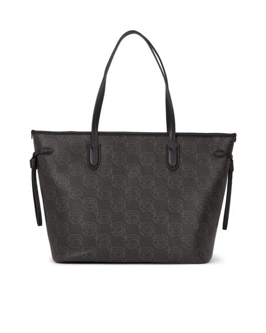 Karl Lagerfeld Black Large Ikon-Monogram Tote Bag