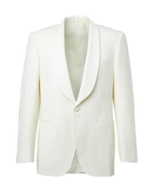 Canali White Wool Suit Jacket for men
