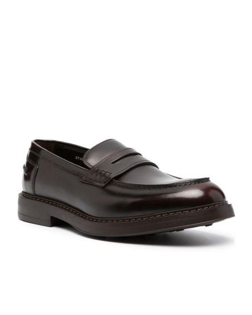 Doucal's Black High-Shine Slip-On Loafers for men