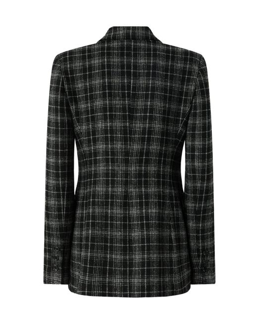 Pinko Black Double-Breasted Check Jacket