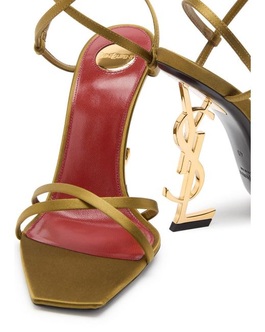 Saint Laurent Metallic Opyum 110 Logo Satin Sandals