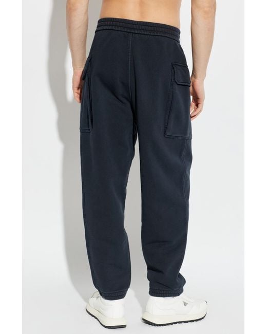 Emporio Armani Blue Drawstring Cargo Trousers for men