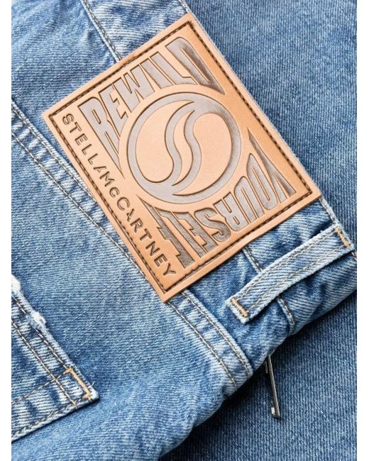 Stella McCartney Blue Logo Patch Straight Leg Jeans