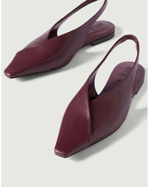 Brunello Cucinelli Purple Calfiskin Slingback Flats
