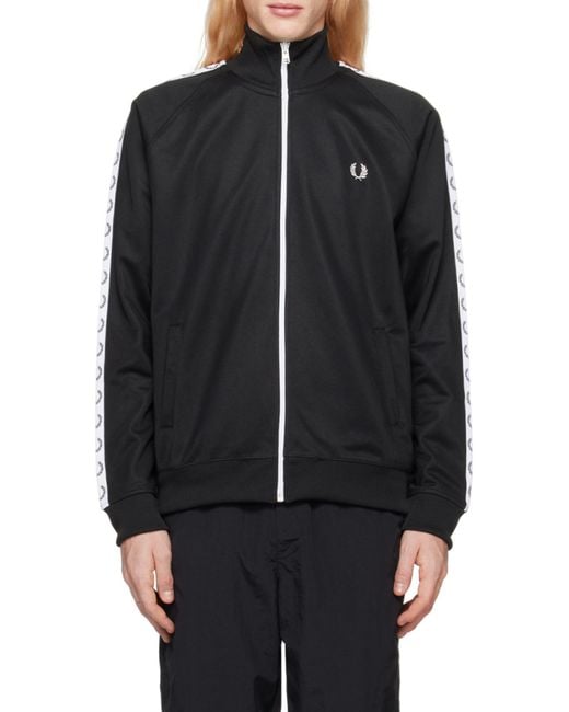 Fred Perry Black Logo Zipper Jacket for men