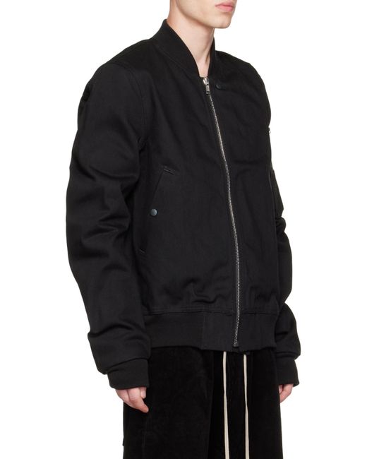 Rick Owens Black Logo Zipper Baseball Jacket for men