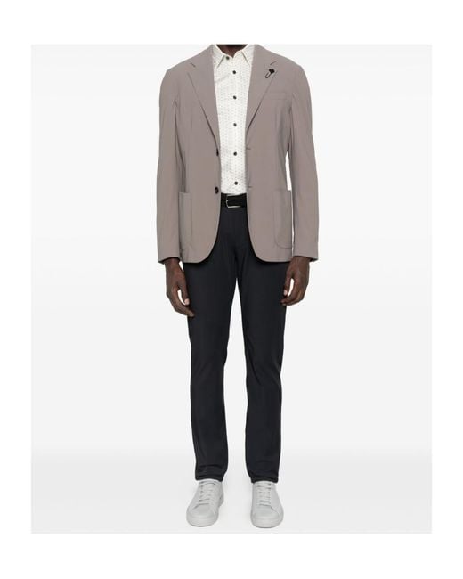 Emporio Armani Blue Logo-Plaque Trousers for men