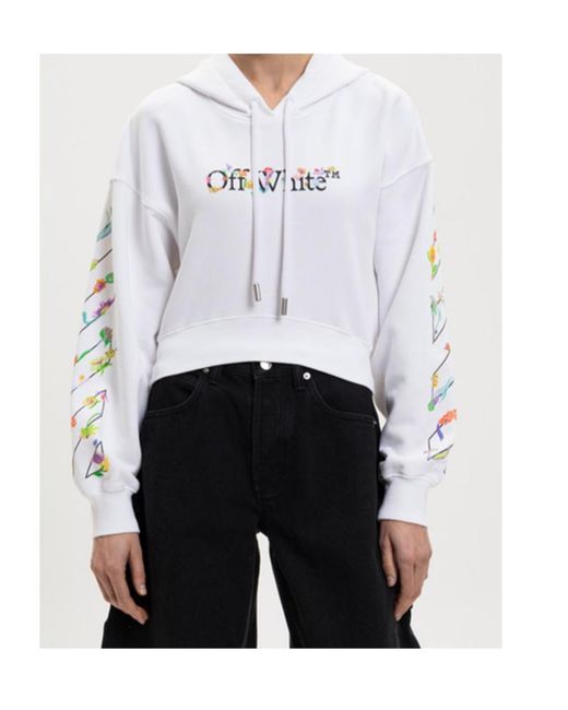 Off-White c/o Virgil Abloh White Floral-Print Hooded Knitwear