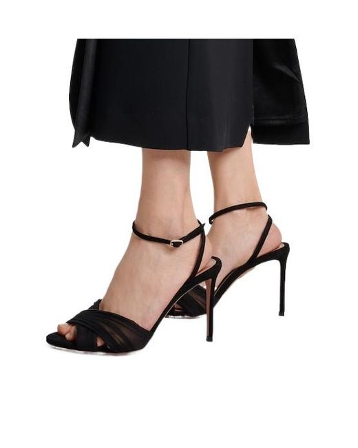 Aquazzura Black Leather Slingback Sandals